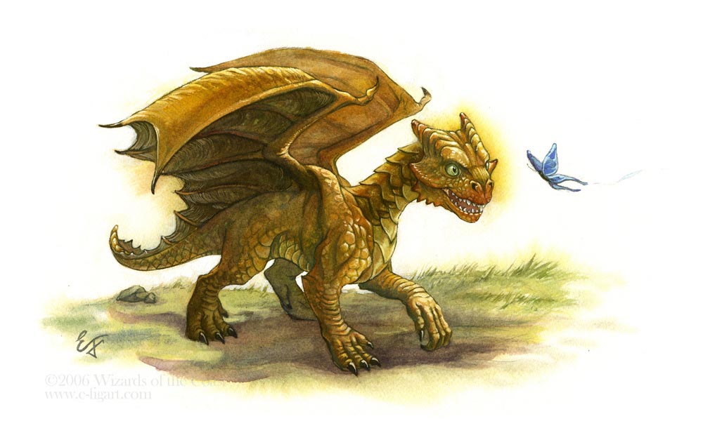 Вирмлинг золотого дракона Gold dragon wyrmling / Бестиарий D&D 5 / Mons...